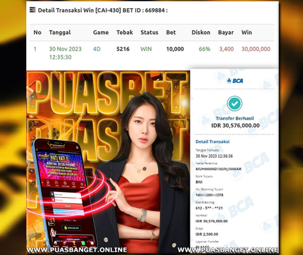 BUKTI WD PUASBET 30 NOV 2023 ( JACKPOT PASARAN CAIRO Rp. 30,576,000– LUNAS)